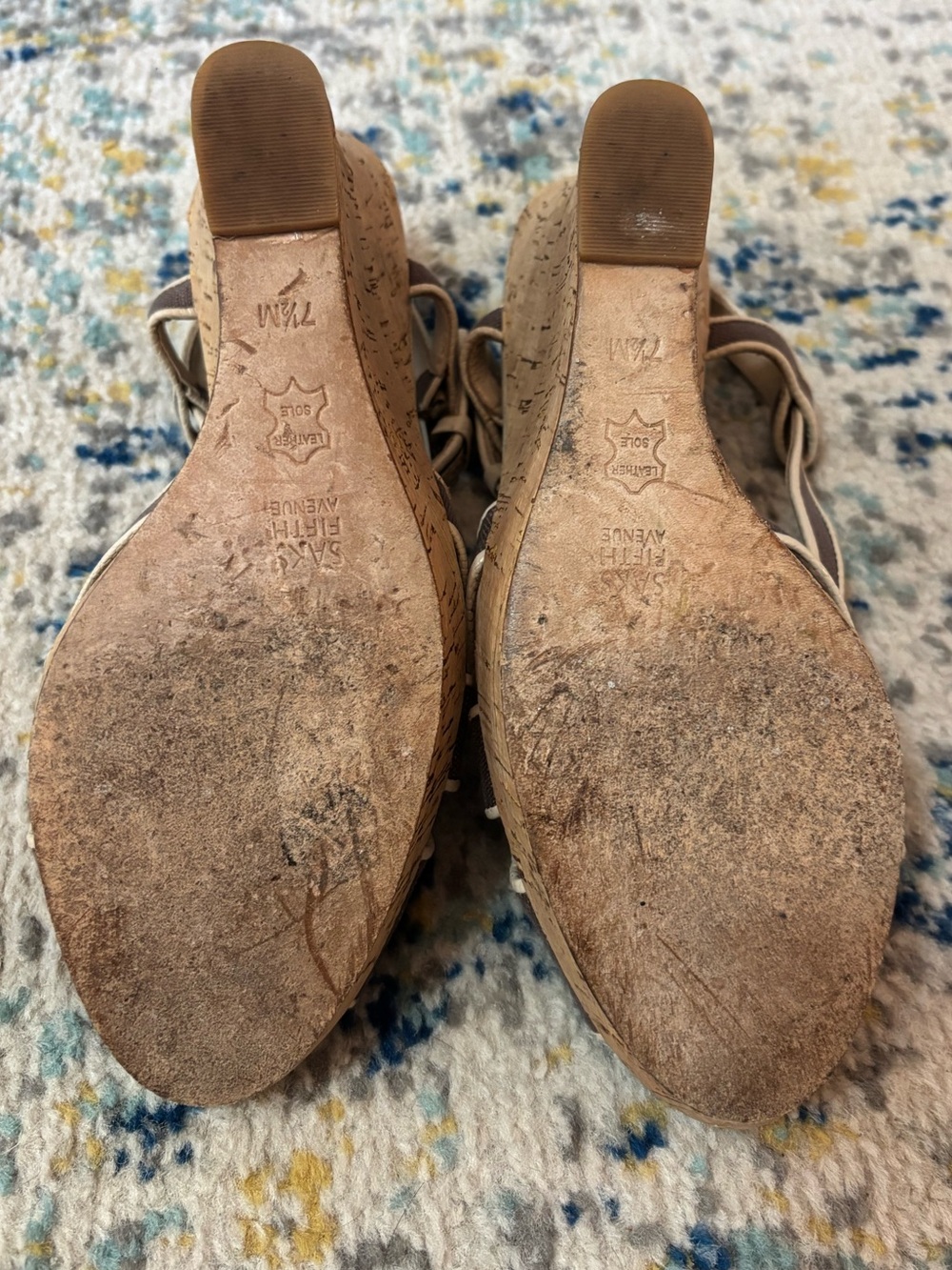Saks Fifth Avenue Brianna Brown Cork Wedge Sandals - Picture 5 of 10